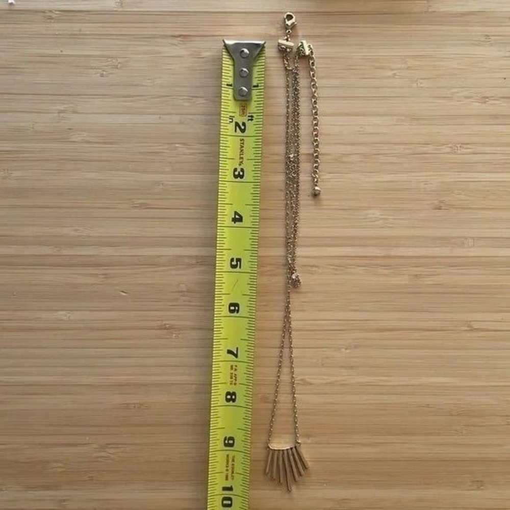 Modern Art Deco‎ Fan Bar Necklace Layered Chain Statement Pendant Jewelry - Picture 3 of 4
